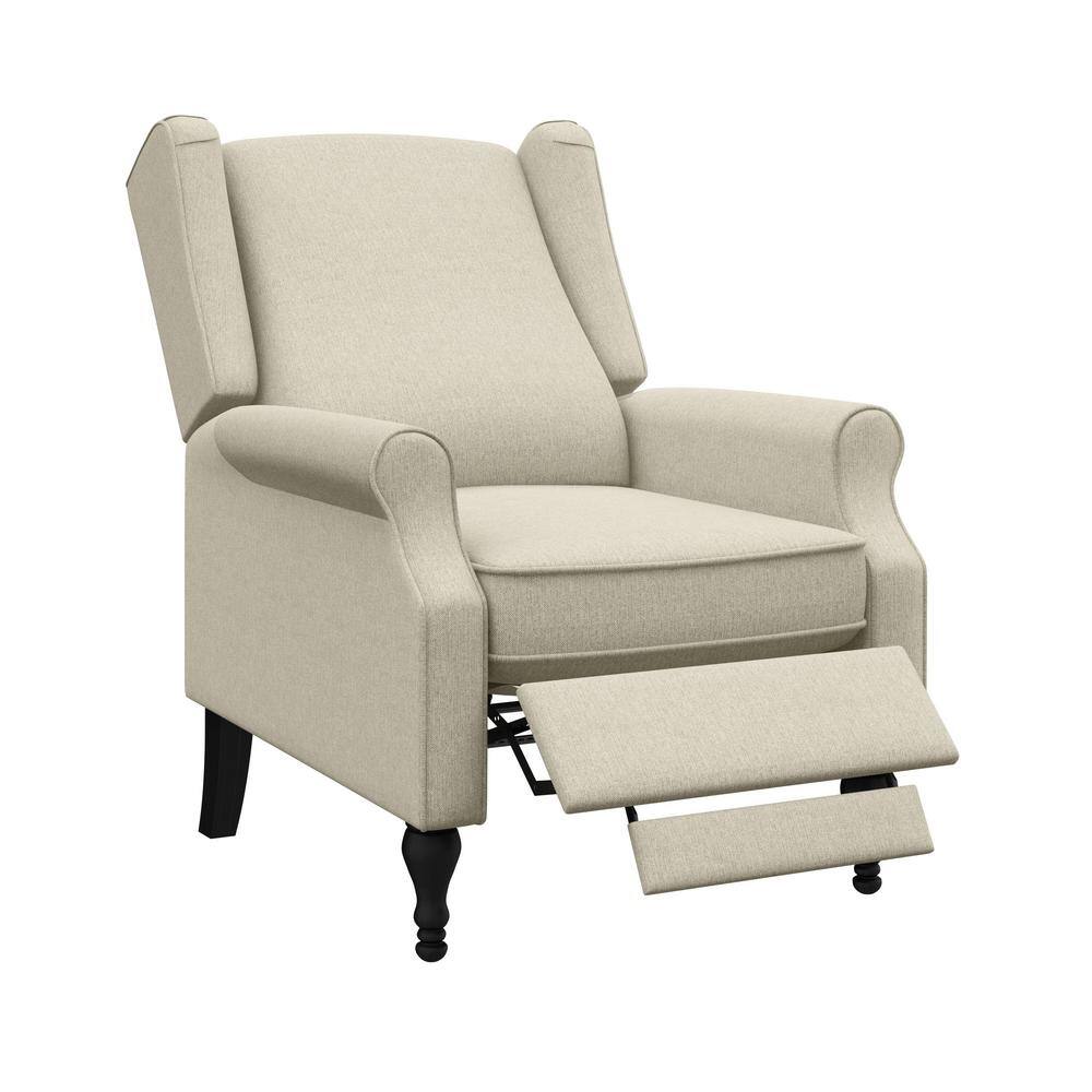 StyleWell  Reedbury Biscuit Beige Upholstered Wingback Pushback Recliner