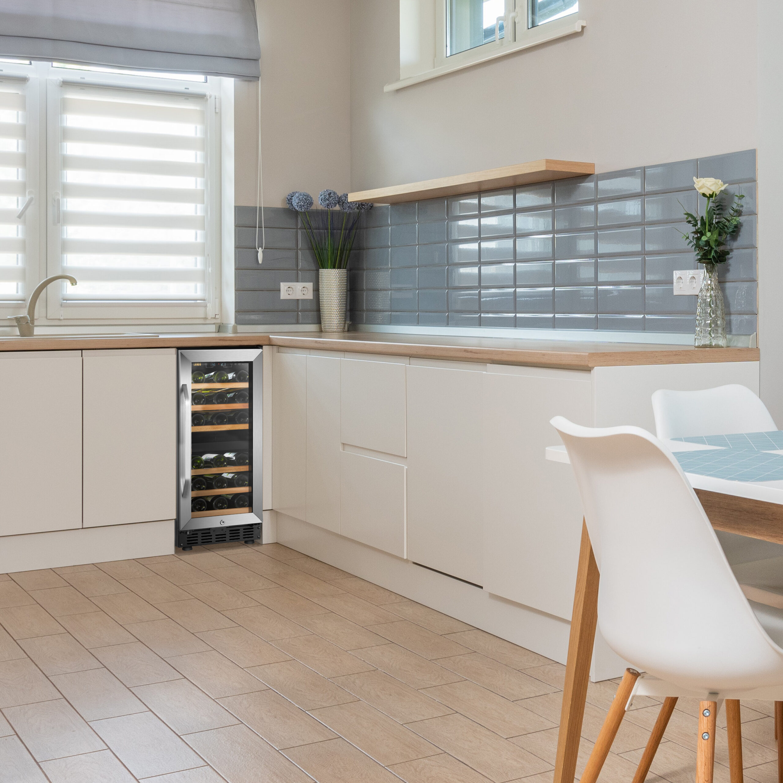 Lanbo 28 Bottle Under Counter Dual Zone Wine Cooler Refrigerator