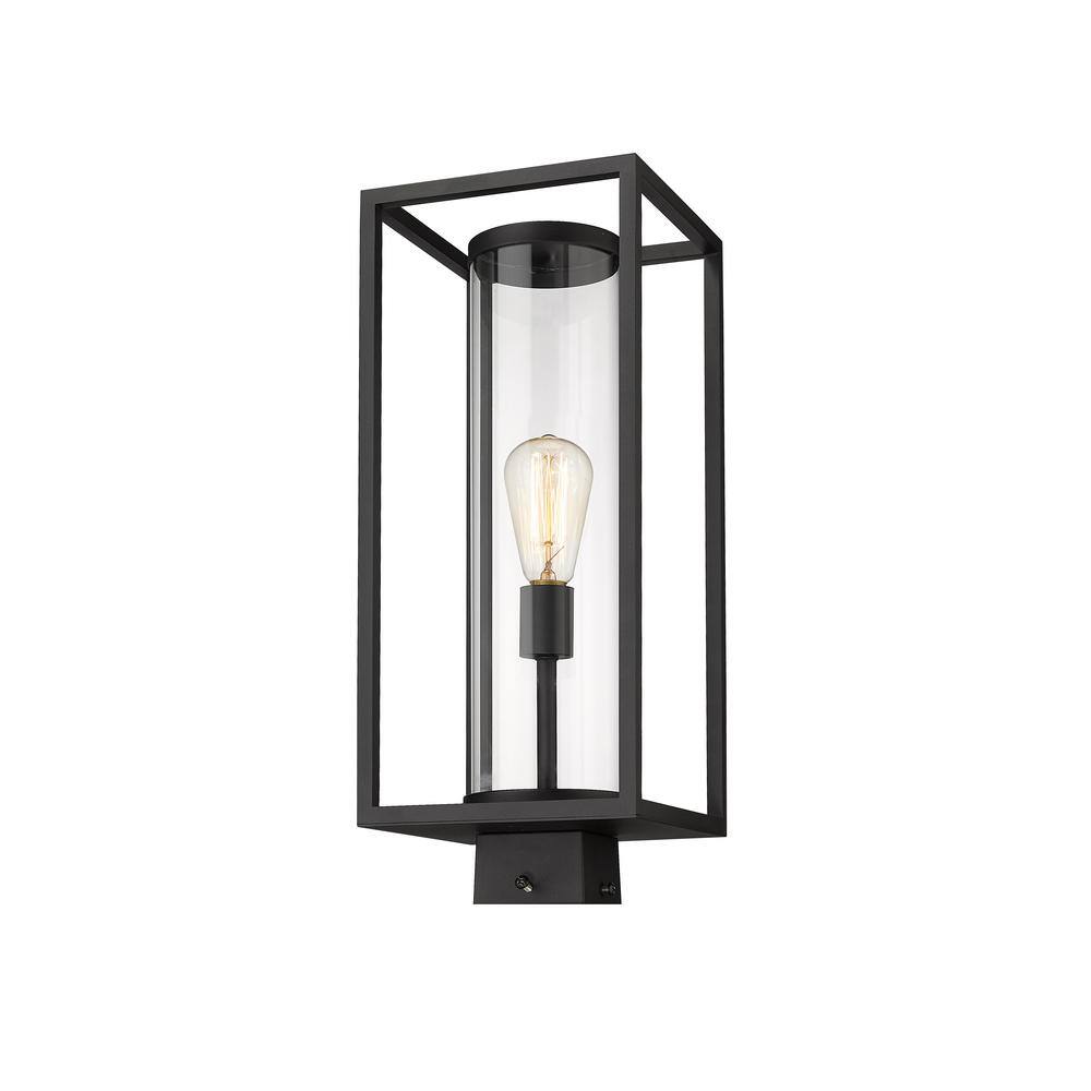 Unbranded  Dunbroch 1-Light Black 20 in. Aluminum Hardwired Outdoor Weather Resistant Post Light Round Fitter with No Bulb Included