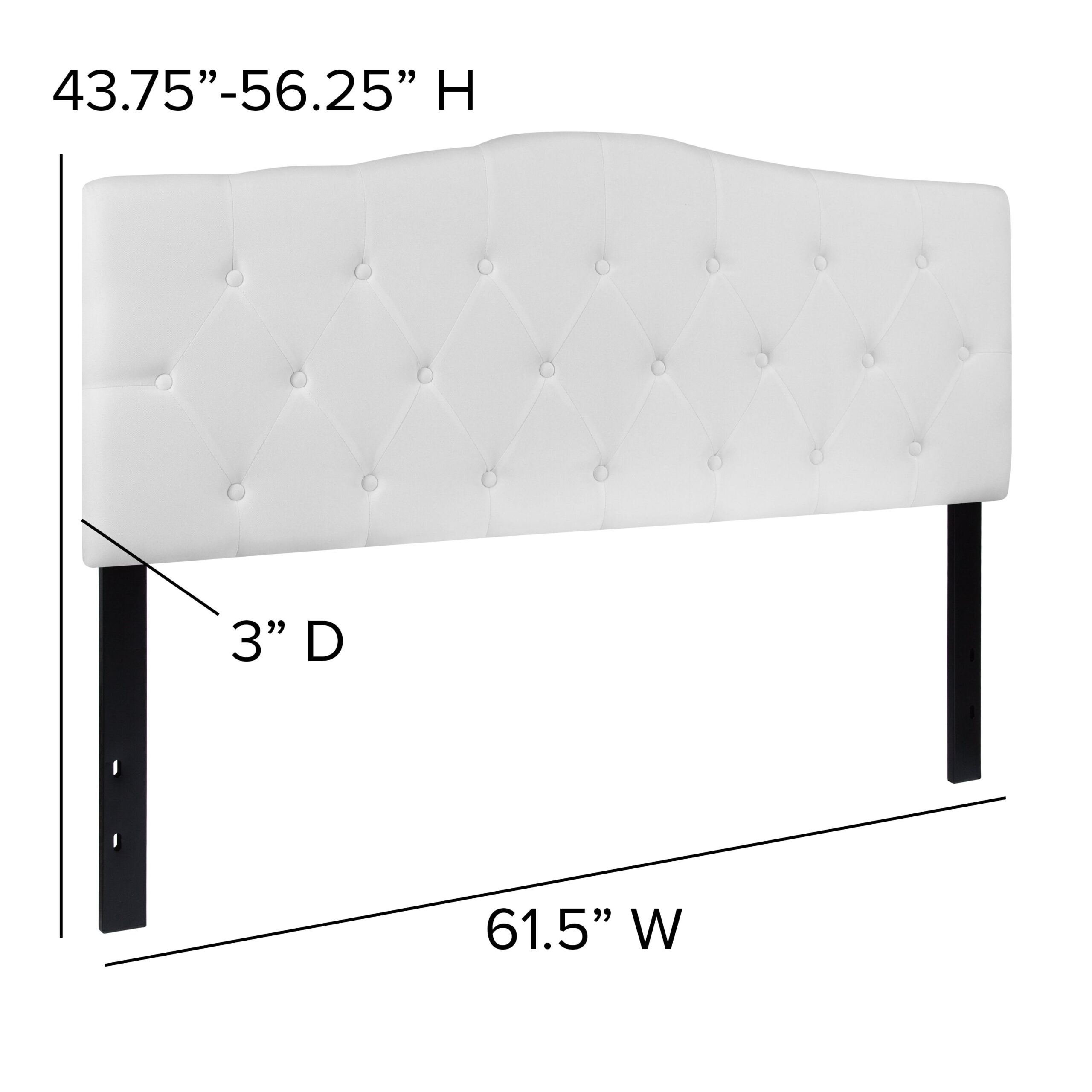 Flash Furniture Cambridge Tufted Upholstered Queen Size Headboard in White Fabric