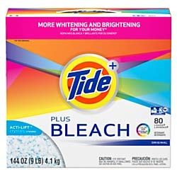 Tide 84998CT Laundry Detergent with Bleach. Original Scent. Powder. 144oz Box