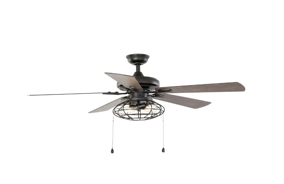 Home Decorators Collection YG629A-MBK Ellard 52 in. LED Indoor Matte Black Ceiling Fan with Light