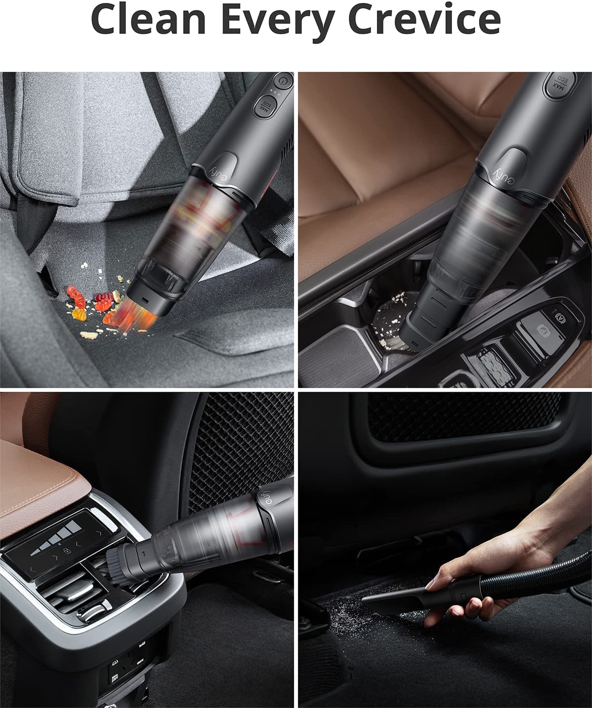 eufy Clean HomeVac H20. Cordless Handheld Car Vacuum Cleaner. 40 AW Strong Suction. Lightweight 1.44 lb. 1H Fast in-Car Charge. Anker Fast Charger with USB-A & USB-C. for Car Cleaning (T2550111)