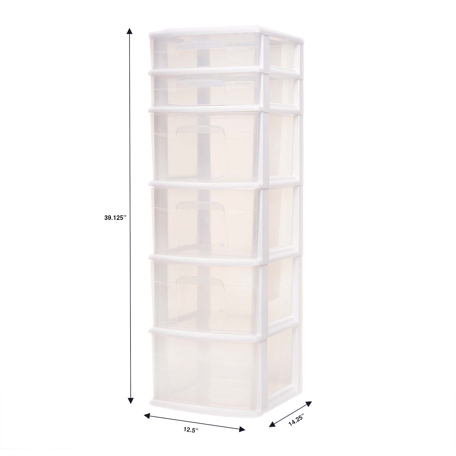 Homz 6-Drawer Medium Tower. White. Set of 1