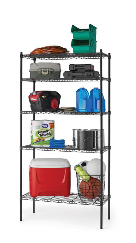 Hyper Tough 5 Tier Wire Shelf Unit Black. 1750 lb Capacity