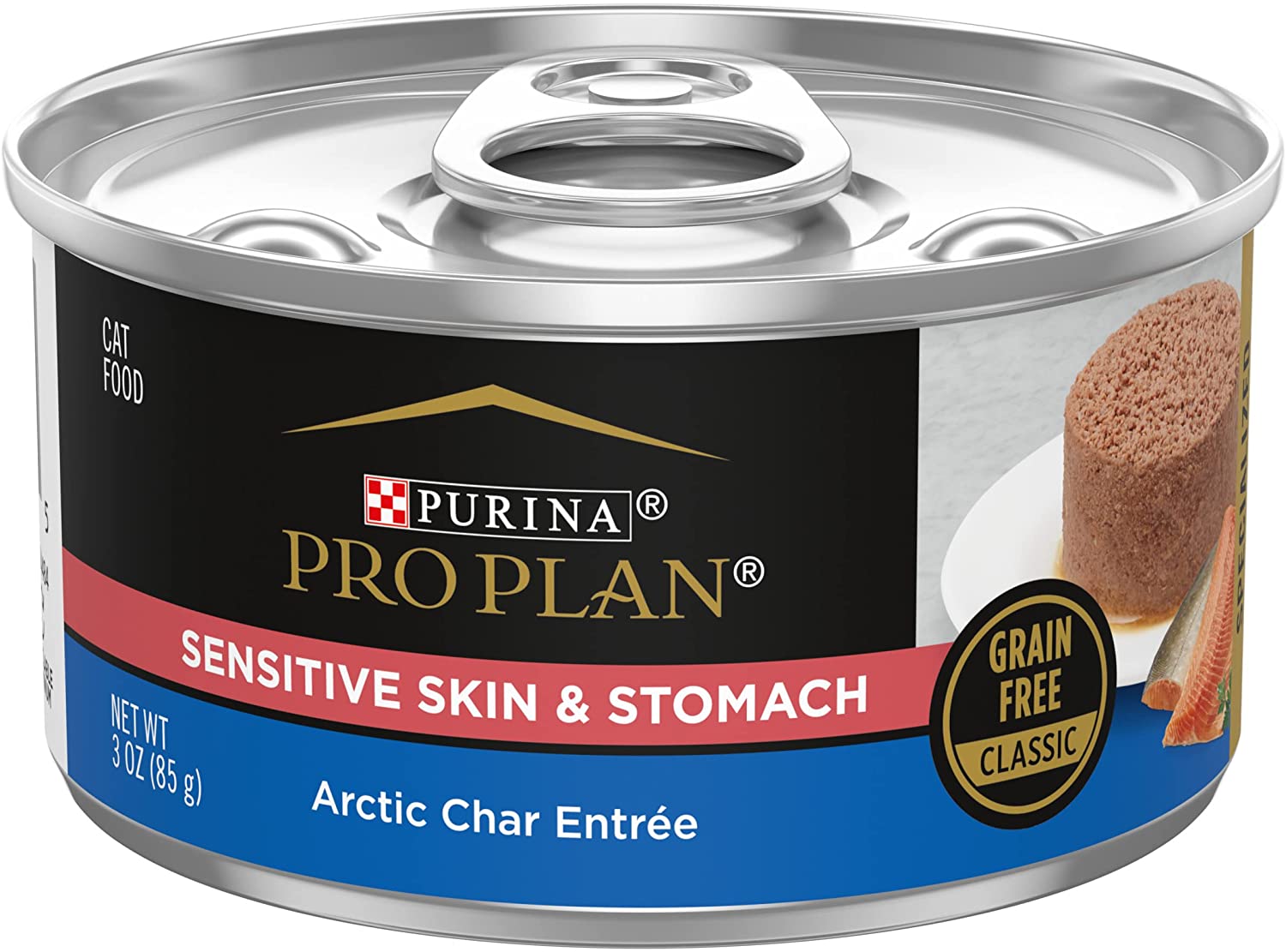 Purina Pro Plan Sensitive Skin and Stomach Cat Food Wet Pate. Sensitive Skin and Stomach Arctic Char Entree - (24) 3 oz. Pull-Top Cans