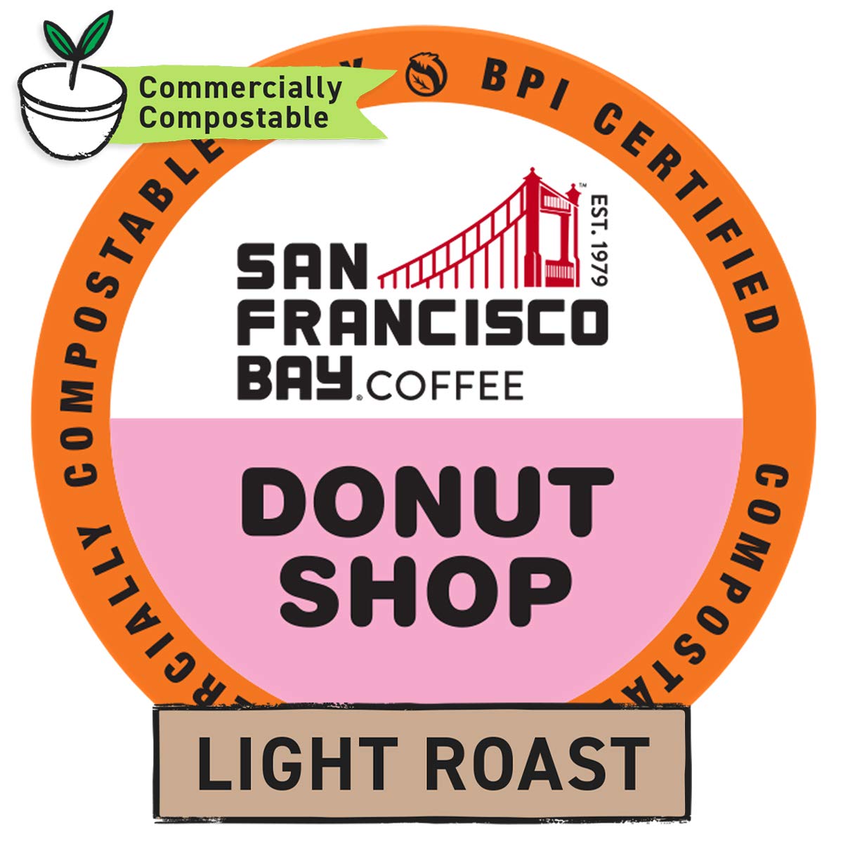 SAN FRANCISCO BAY Coffee Donut Shop 80 Ct Light Roast Compostable Coffee Pods. K Cup Compatible including Keurig 2.0