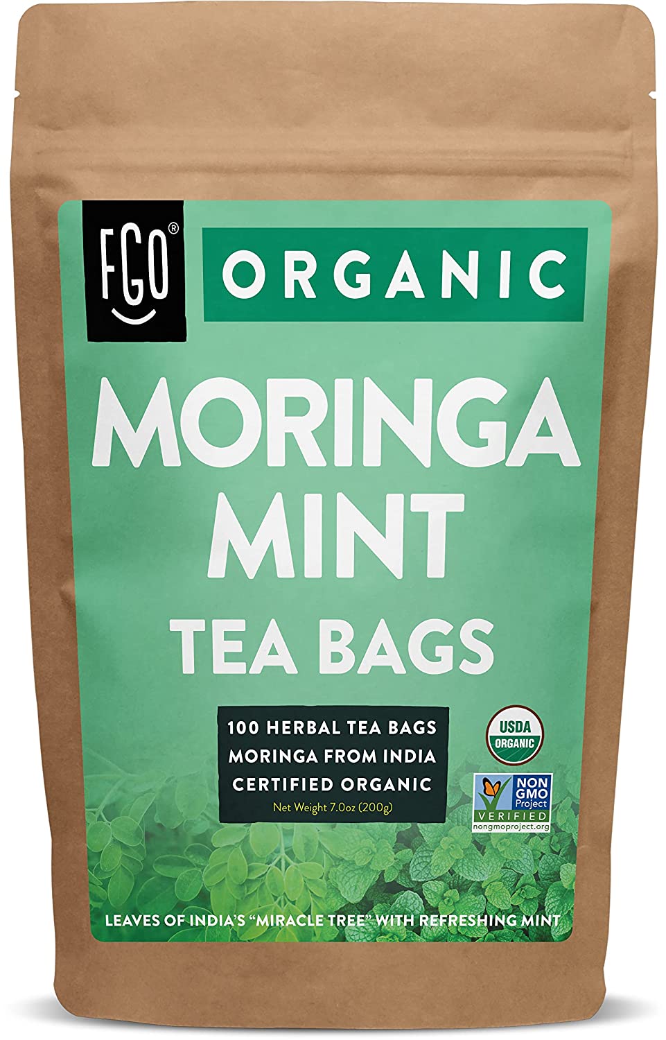 FGO Moringa Mint Tea Bags 100 Bags
