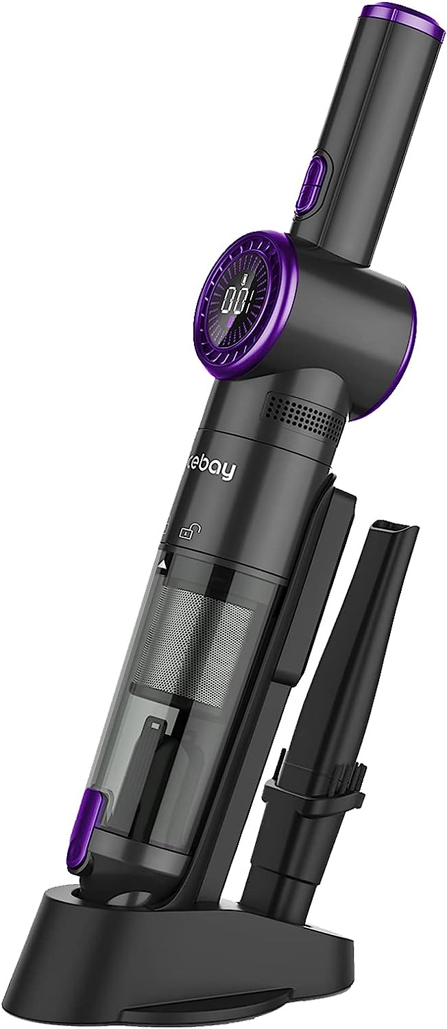 Nicebay Handheld Vacuum Cordless. 15KPA Strong Suction Hand Held Vacuum Cleaner with LED Display. Lightweight Mini Car Vacuum Cordless Rechargeable. Portable Hand Vacuum Cleaner for Car. Home and Pet. Black & Purple