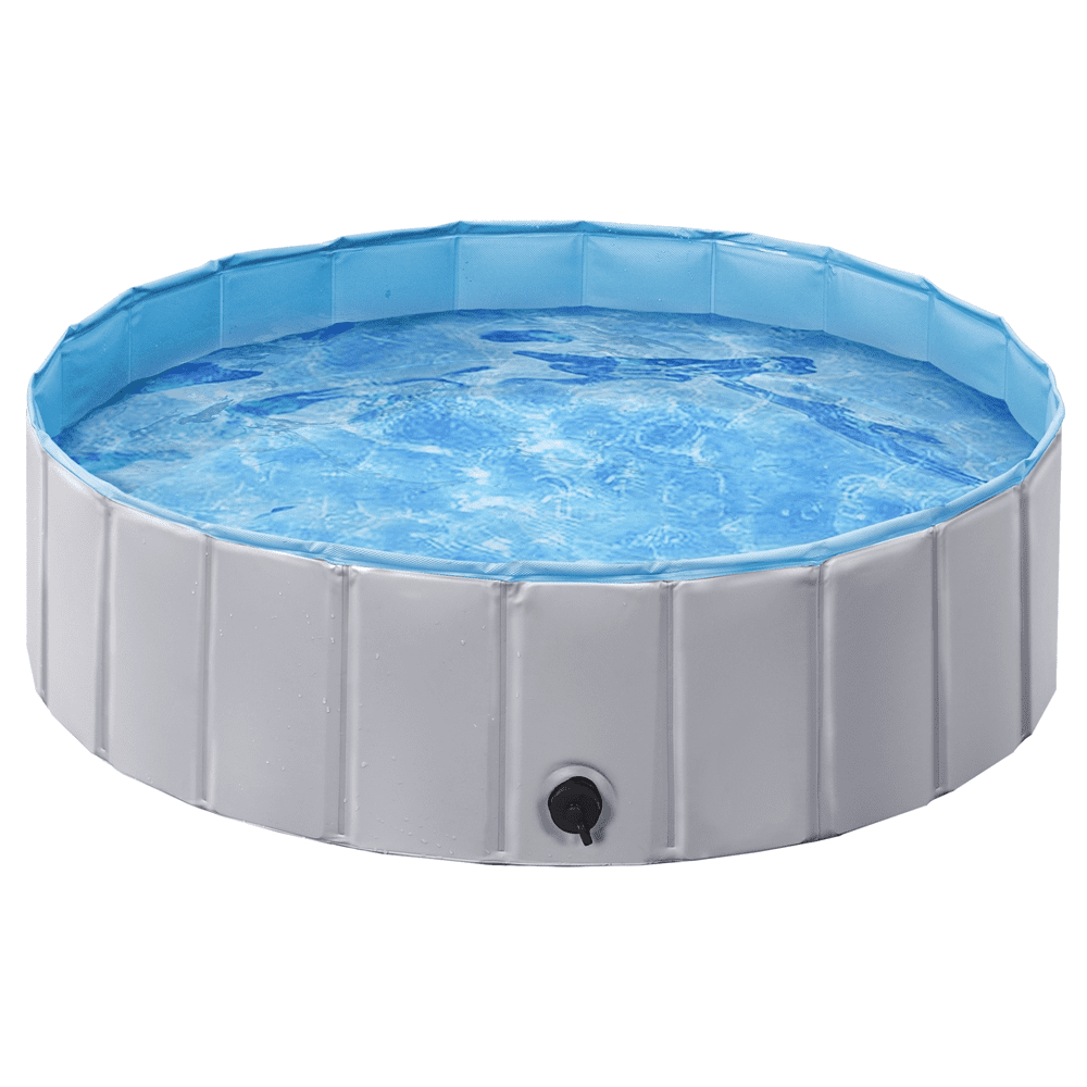 SmileMart Foldable Pet Swimming Pool Wash Tub for Cats and Dogs. Gray. Medium. 39.4″