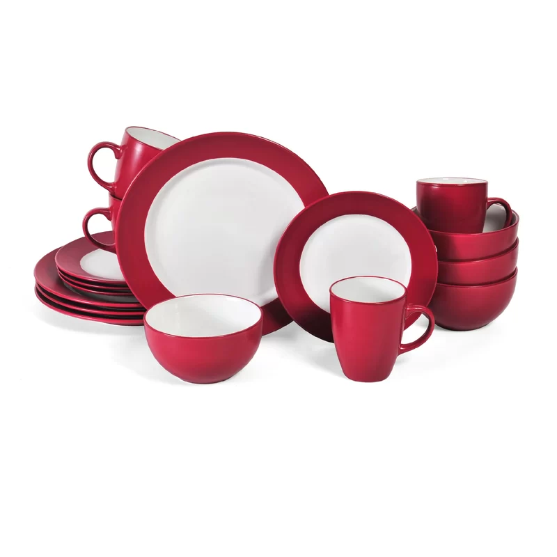 Pfaltzgraff 5131071 Harmony 16 Piece Dinnerware Set (Service For 4). Red