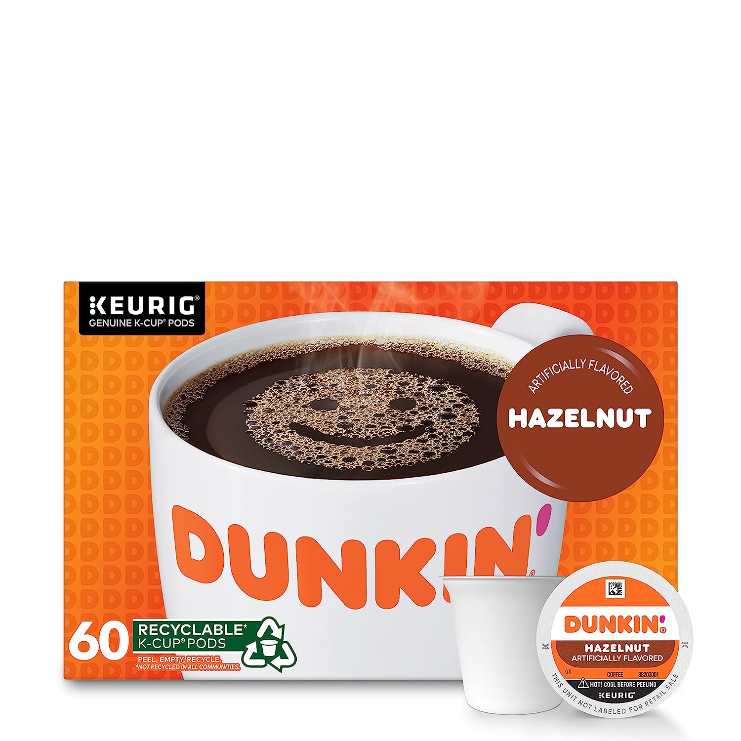 Dunkin- Hazelnut Flavored Coffee. 60 Keurig K-Cup Pods
