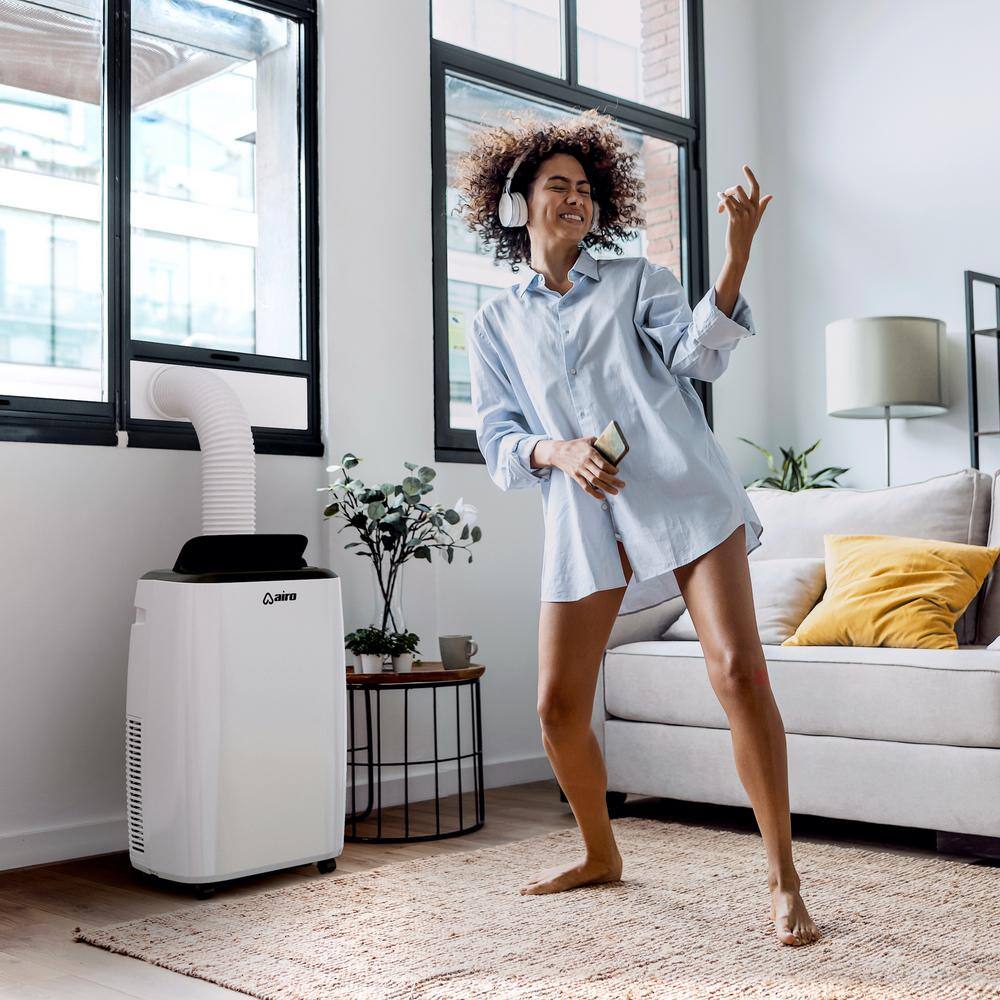 AIRO COMFORT AIRO-AirCond-14K 14.000 BTU 115-Volt Portable Air Conditioner Cools 500 Sq. Ft. with Dehumidifier Function and LCD Remote White