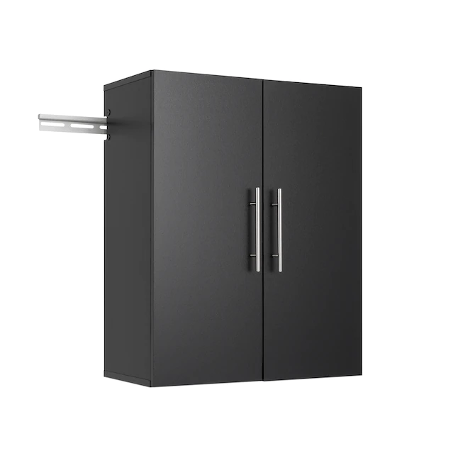 Prepac HangUps 24 in. W x 30 in. H x 12 in. D Upper Storage Cabinet in Black (1-Piece)