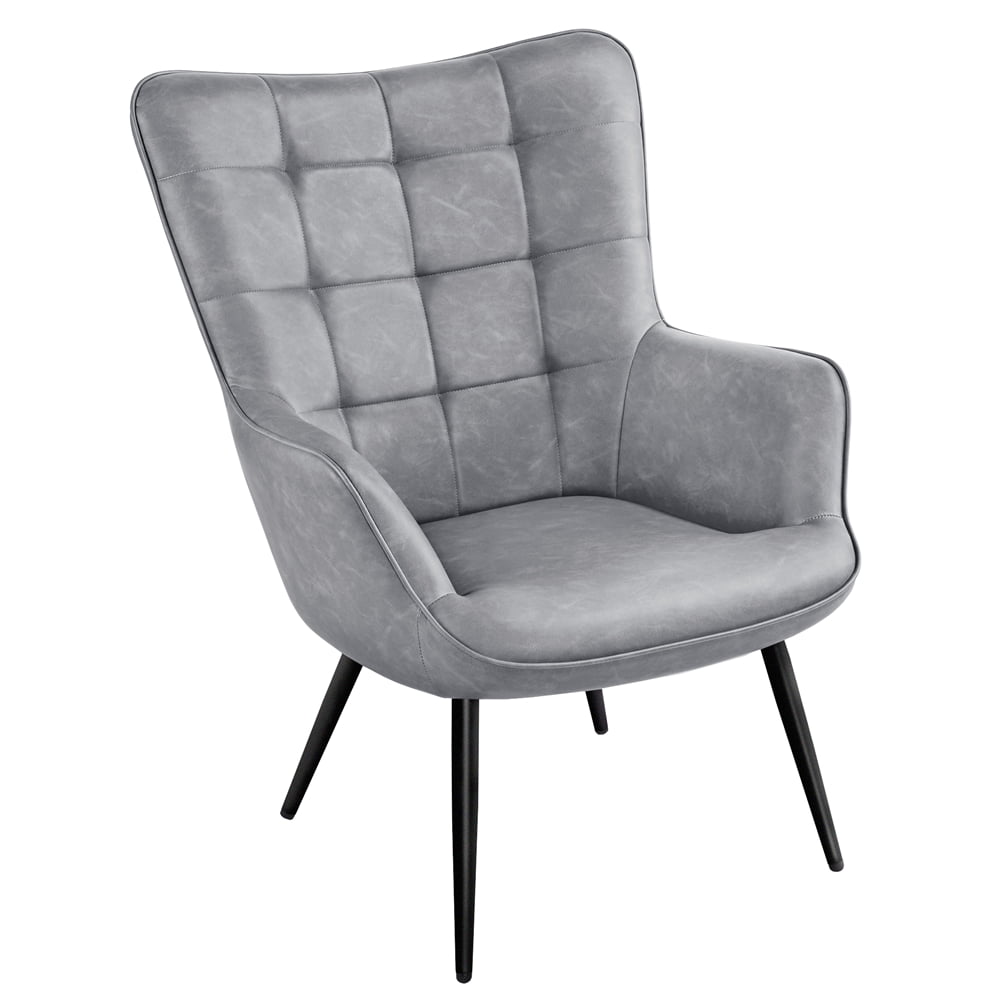 Bellamy Studios Wingback Accent Chair. Gray Faux Leather