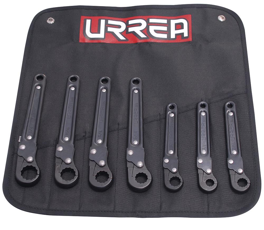 URREA 7-Piece Set 6-point Standard (SAE) Flare Nut Combination Wrench Includes Soft Case