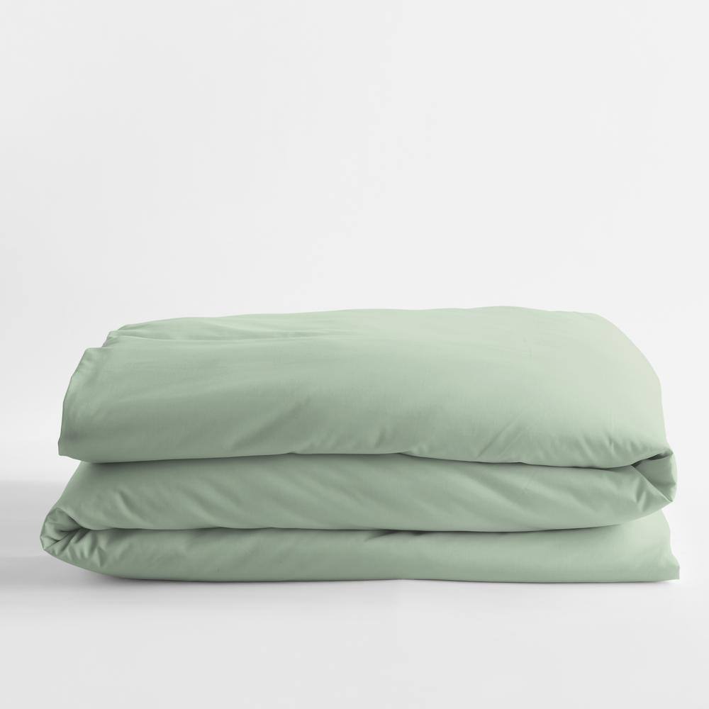 The Company Store  Tarragon Solid Rayon Made From Bamboo Cotton Sateen Queen Duvet Cover - Tarragon