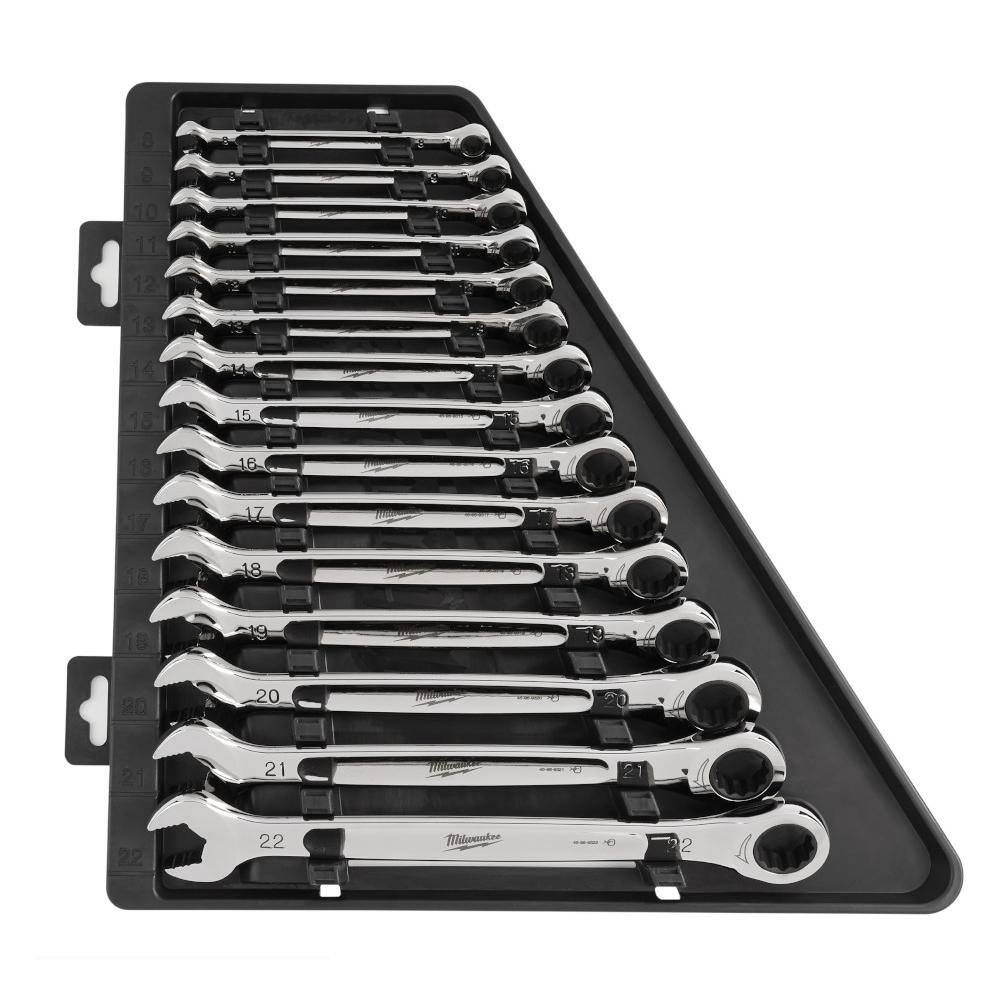 Milwaukee 48-22-9516 Metric Ratcheting Combination Wrench Set (15-Piece)