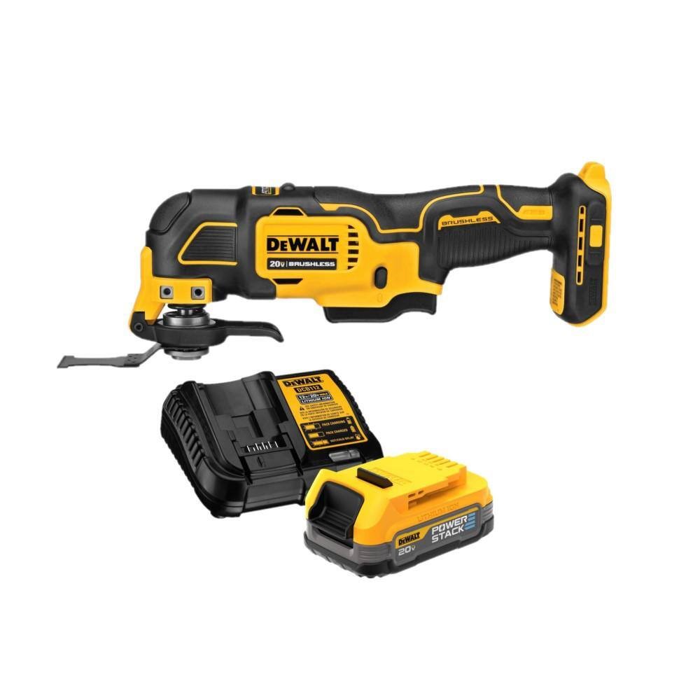DEWALT DCS354BWP034C ATOMIC 20V MAX Brushless Oscillating Multi Tool and 20V MAX POWERSTACK Compact Battery Starter Kit