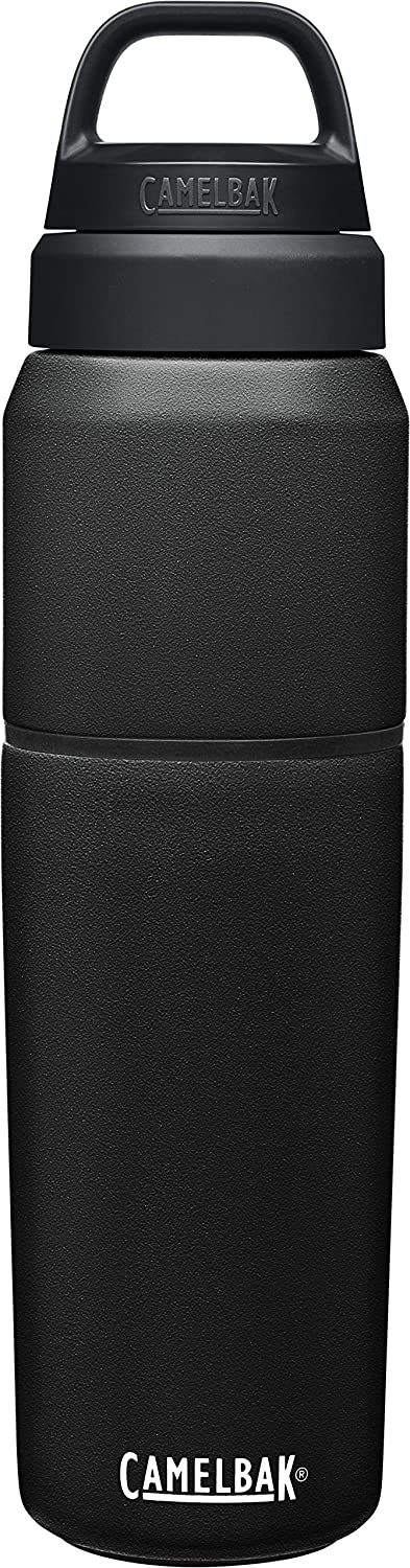 CamelBak MultiBev Water Bottle & Travel Cup – Insulated Stainless Steel – 22 Oz Bottle & 16 Oz Cup. Black (CB2424001065)