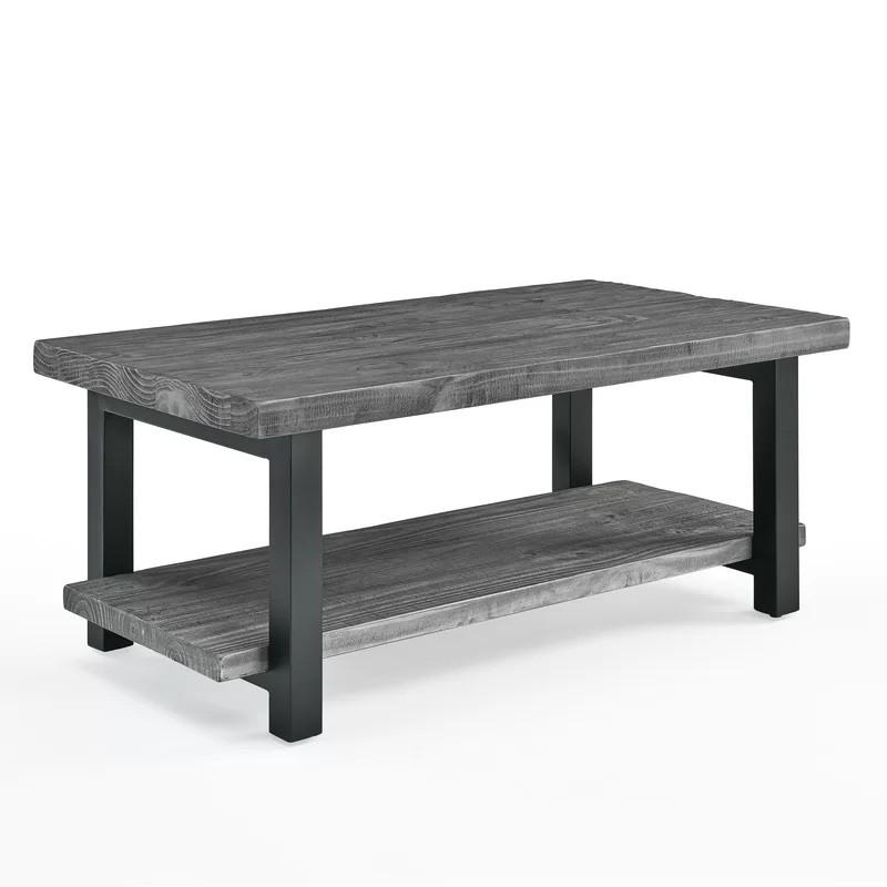 Steelside Sonoma 42″ Metal and Reclaimed Wood Coffee Table. Slate Gray