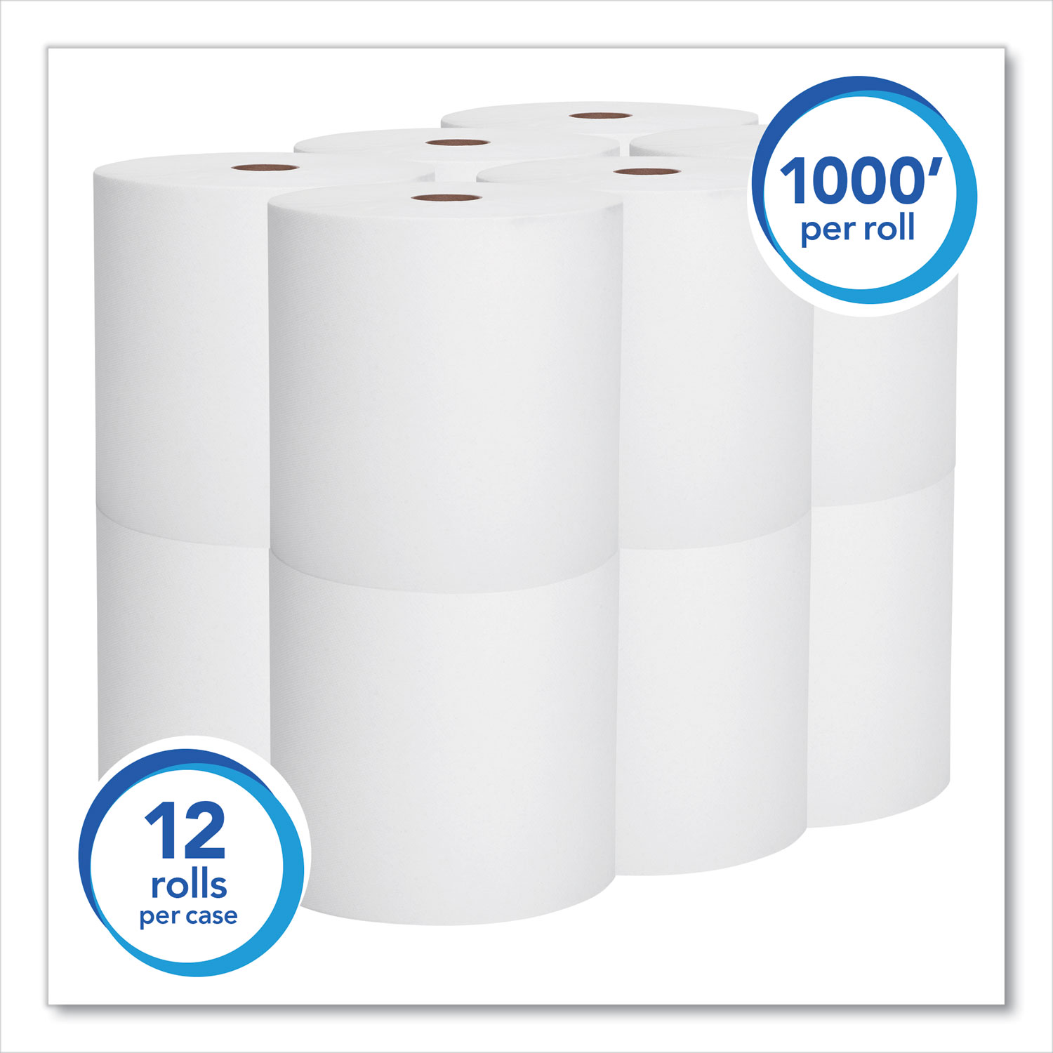 Scott Essential High Capacity Hard Roll Towel. 1.5″ Core 8 x 1000 ft. White.12 Rolls/CT -KCC01000