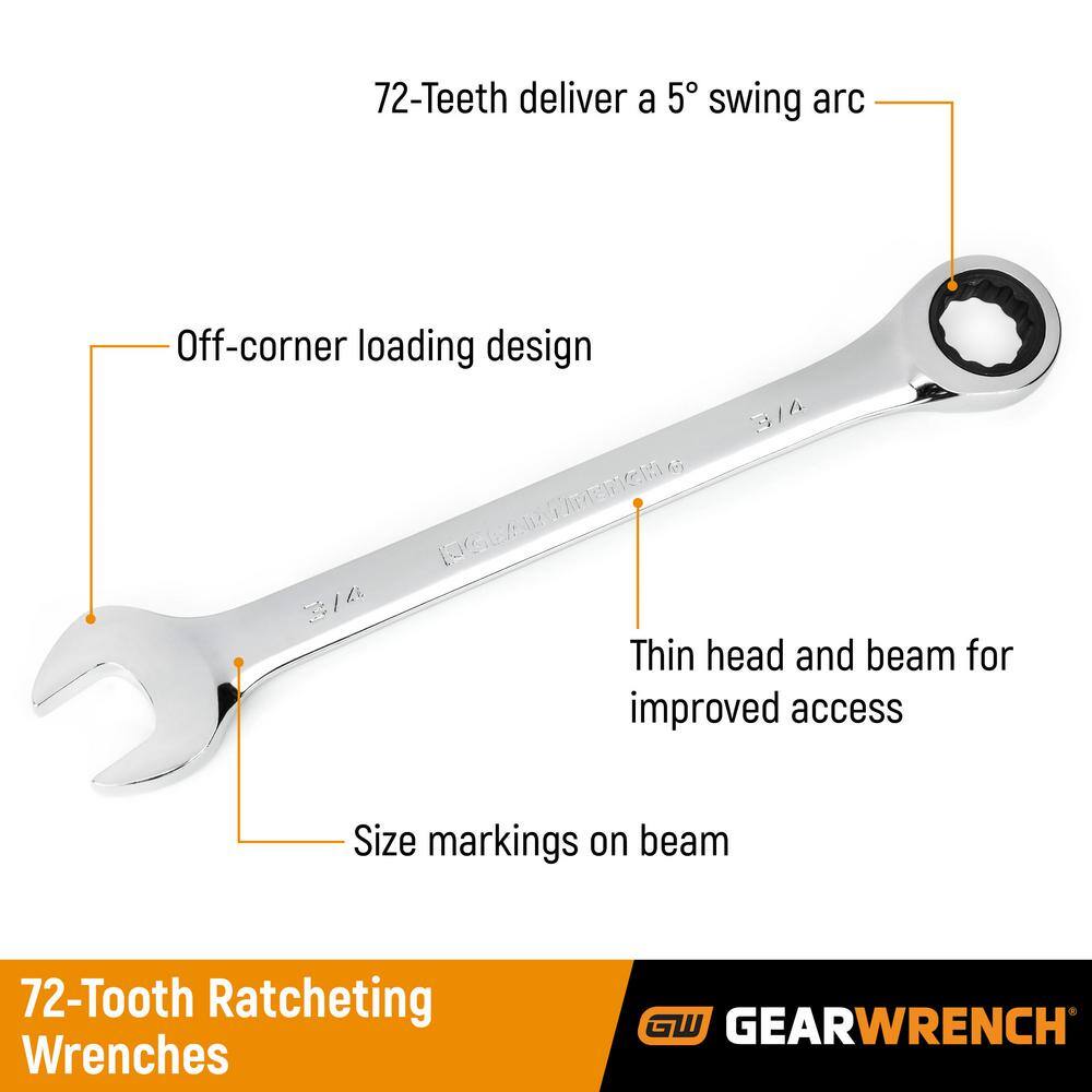 GEARWRENCH 85888 Metric 72-Tooth X-Beam Combination Ratcheting Wrench Tool Set (12-Piece)