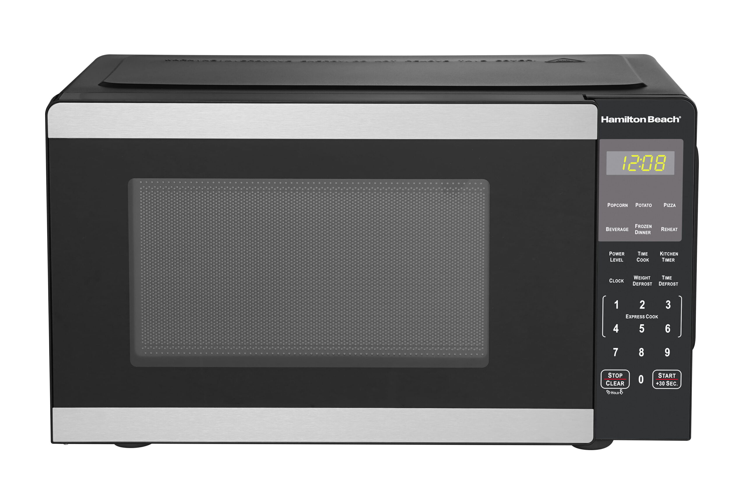 Hamilton Beach 0.9 Cu ft Countertop Microwave Oven. 900 Watts. Stainless Steel. New