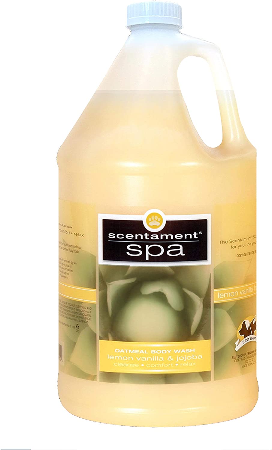 Best Shot Scentament Spa Oatmeal Lemon Vanilla & Jojoba Cat & Dog Body Wash. Lemon Vanilla. 1 gallon