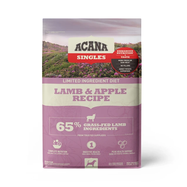 ACANA Singles Limited Ingredient Diet High Protein Lamb & Apple Dry Dog Food. 13 lbs