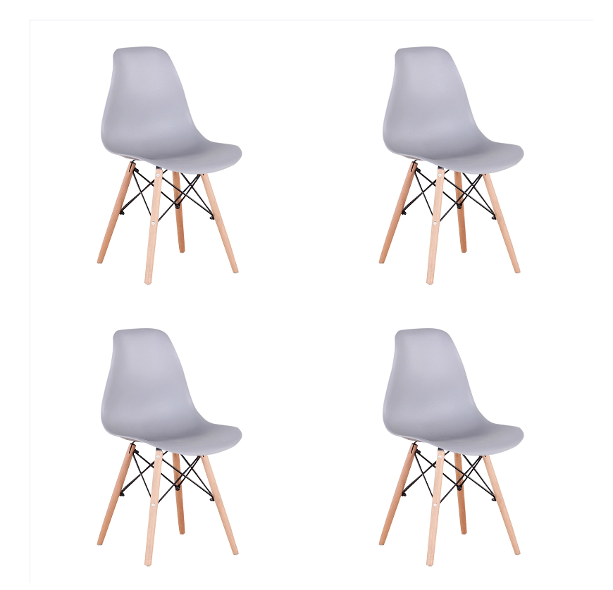 DISCOUNTTODAY  A Set of 4 Living Room Chairs.Dining Chairs Natural Beech Chairs with ABS backrest XH (Light Gray)