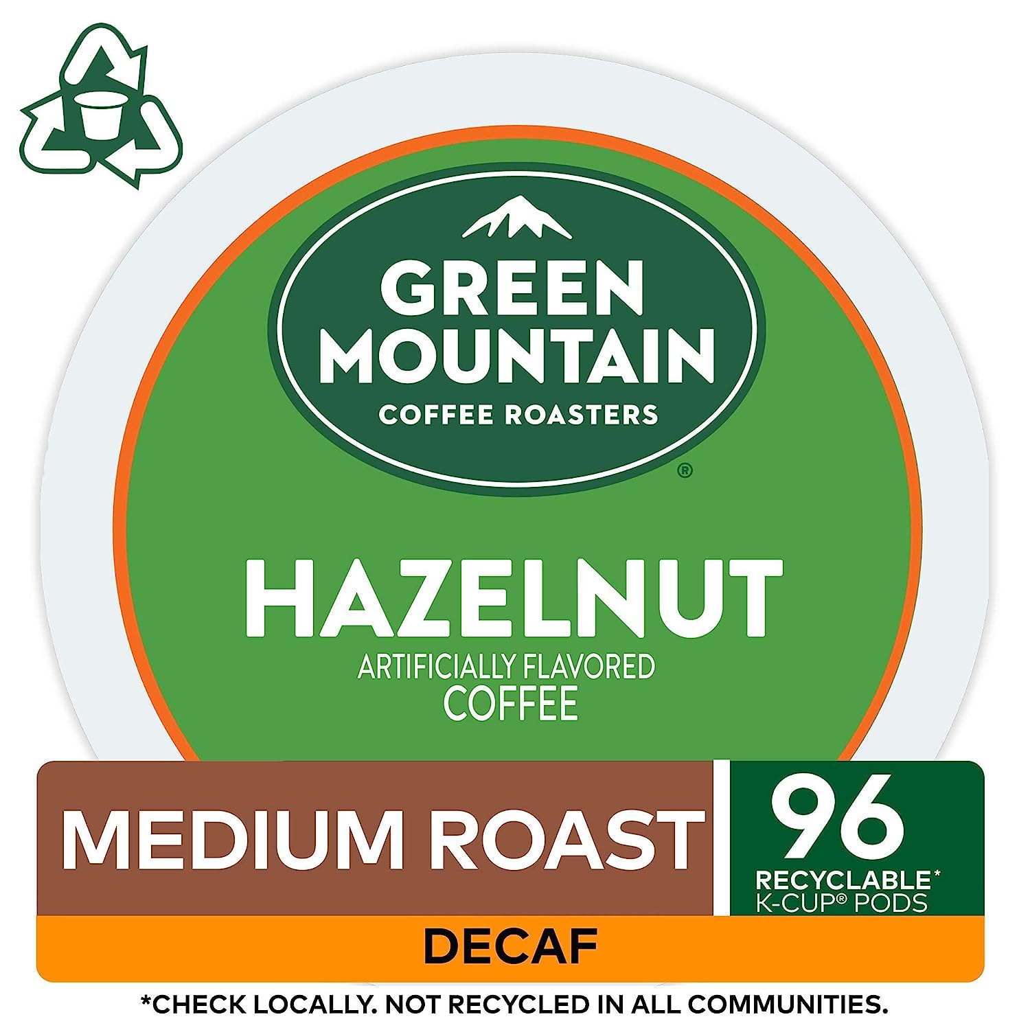 Green Mountain Coffee Roasters Hazelnut Decaf. Single-Serve Keurig K-Cup Pods. Flavored Light Roast Coffee. 24 Count (Pack of 4)