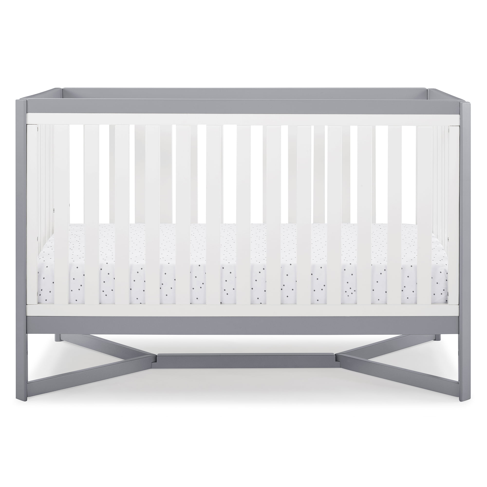 Delta Children Tribeca 4-in-1 Convertible Baby Crib. Greenguard Gold Certified. White/Grey