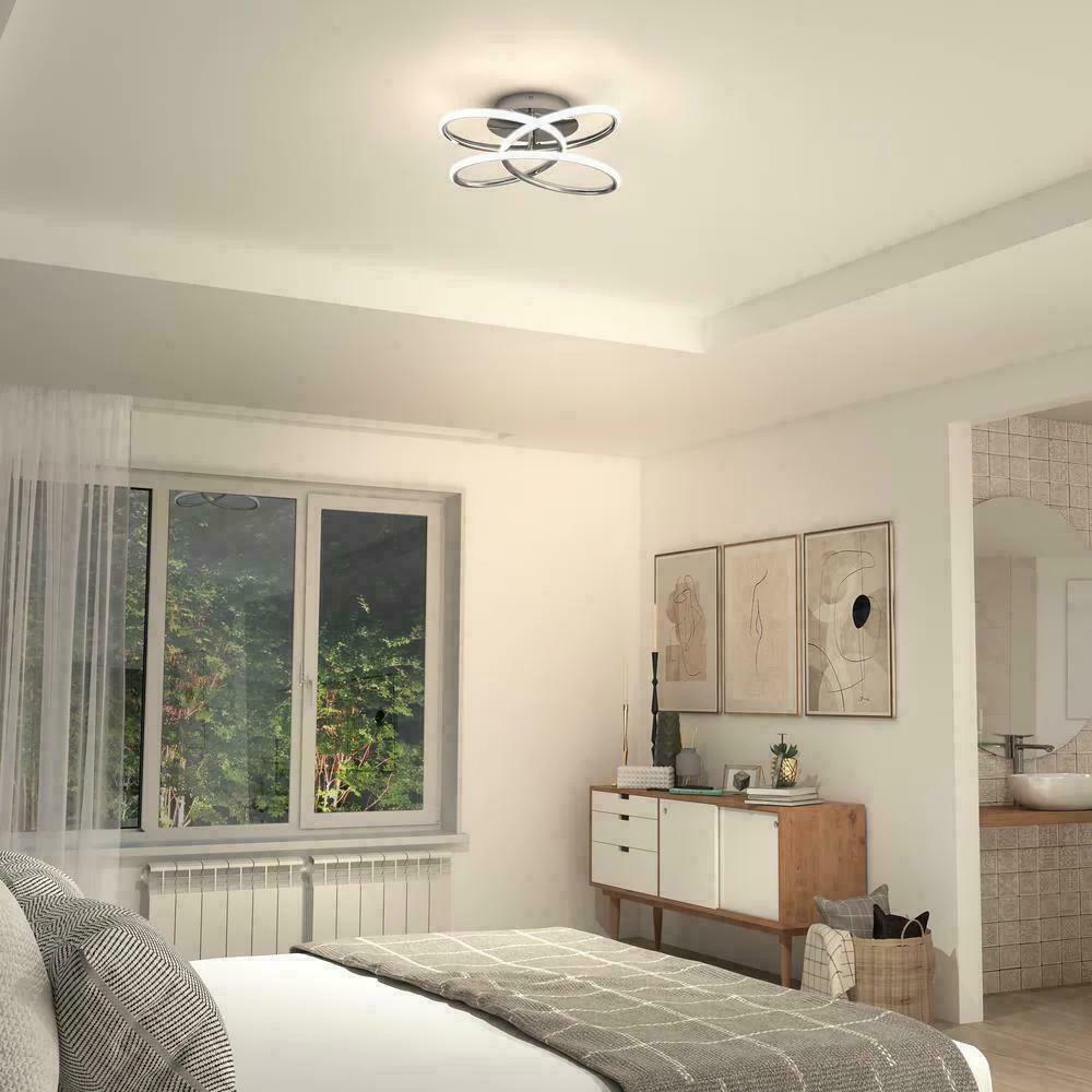 Artika FM-SB-CR10 Swirl Butterfly 16 in. 1-Light Chrome Modern LED Flush Mount Ceiling Light for Kitchen and Bedroom