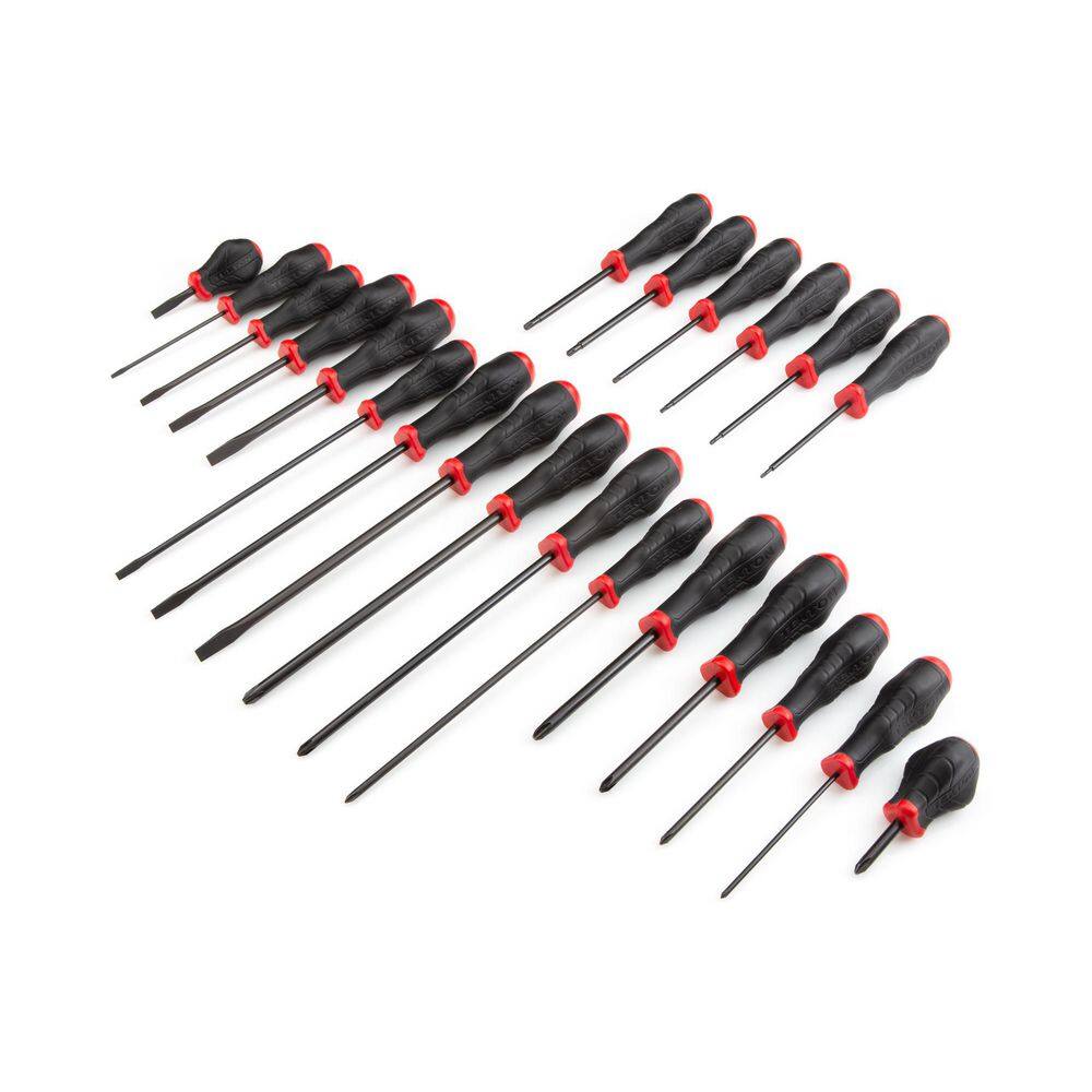 TEKTON DRV41501 High-Torque Black Oxide Blade Screwdriver Set. 22-Piece (#0-#3.1/8-5/16 in.. T10-30) - Black Rails