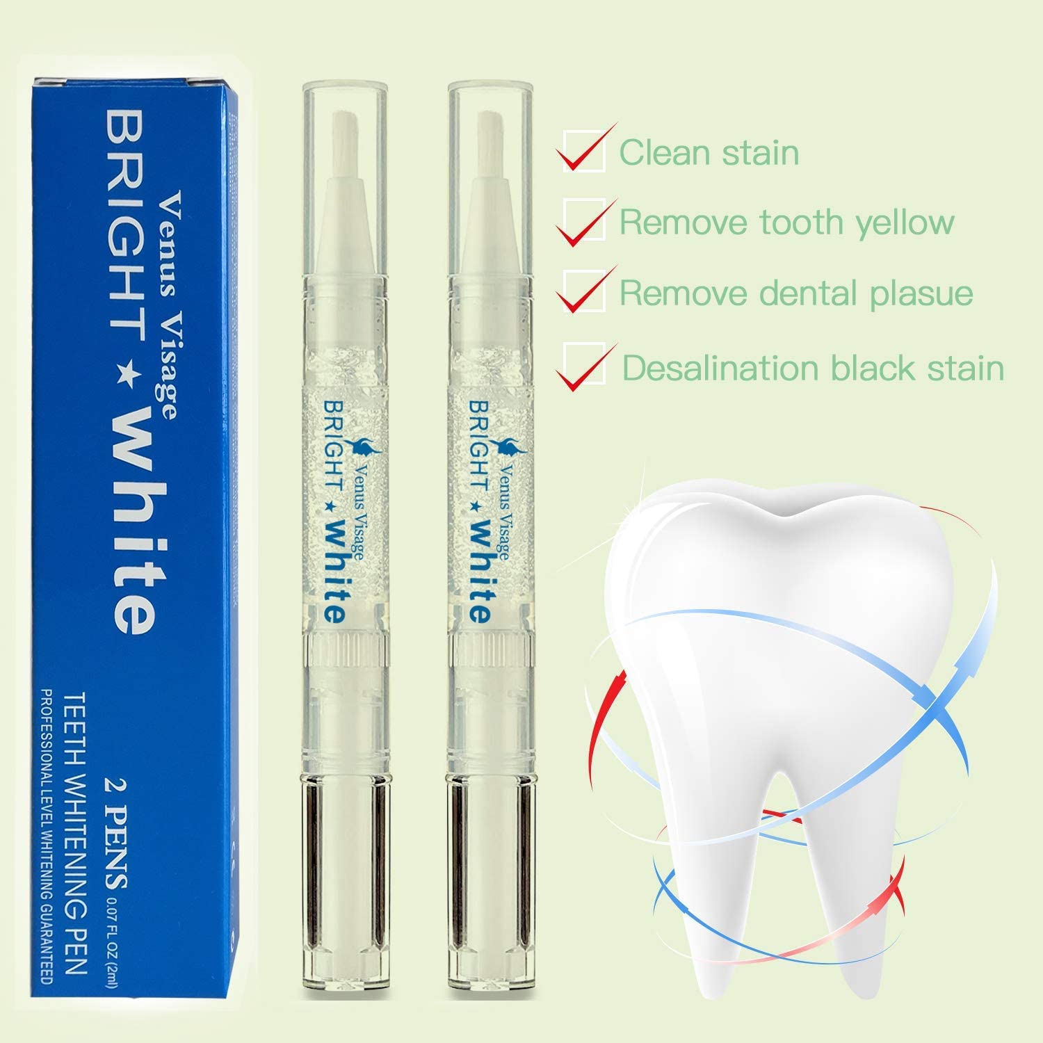 Venus Visage Teeth Whitening Pen(2 Pens). 20+ Uses. Effective＆Painless