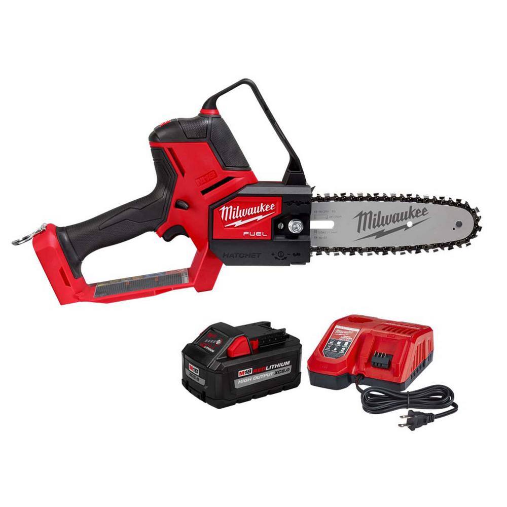 Milwaukee 3004-20-48-59-1880 M18 FUEL 8 in. 18V Lithium-Ion Brushless Electric Battery Chainsaw HATCHET Pruning Saw w/8.0 Ah XC Battery & Charger