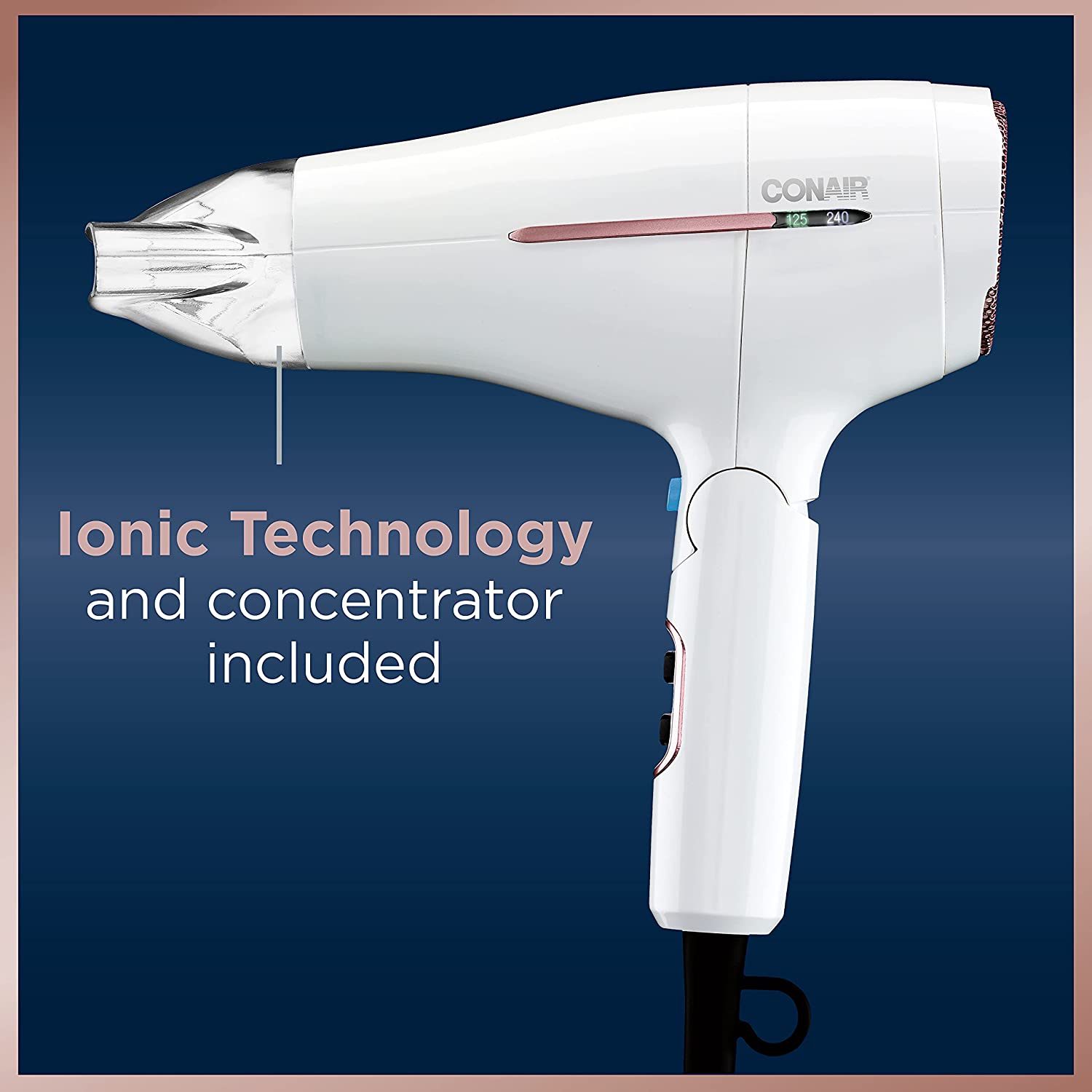 Conair 1875 Watt Worldwide Travel Hair Dryer with Smart Voltage Technology and Folding Handle. White. Travel Size