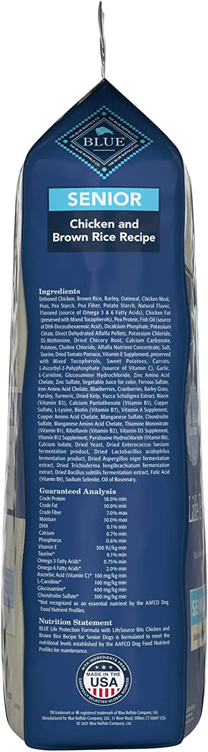 Blue Buffalo Life Protection Formula Natural Senior Dry Dog Food. Chicken and Brown Rice