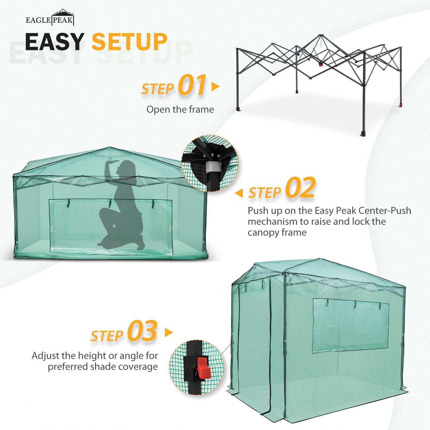 EAGLE PEAK 8-x6′ Portable Walk-in Greenhouse Instant Pop-up Indoor Outdoor Plant Gardening Green House Canopy