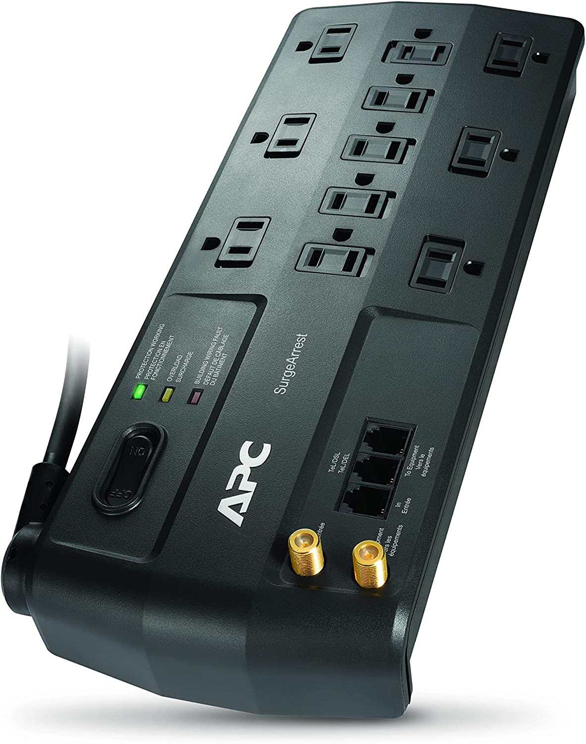 APC Surge Protector with Telephone. DSL and Coaxial Protection. P11VT3. 3020 Joules. 11 Outlet Surge Protector Power Strip Gray