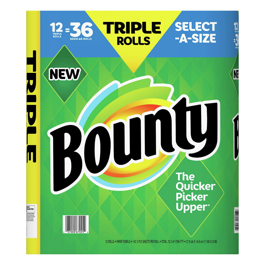 Bounty Select-A-Size Triple Rolls Paper Towels. White. 12 ct.