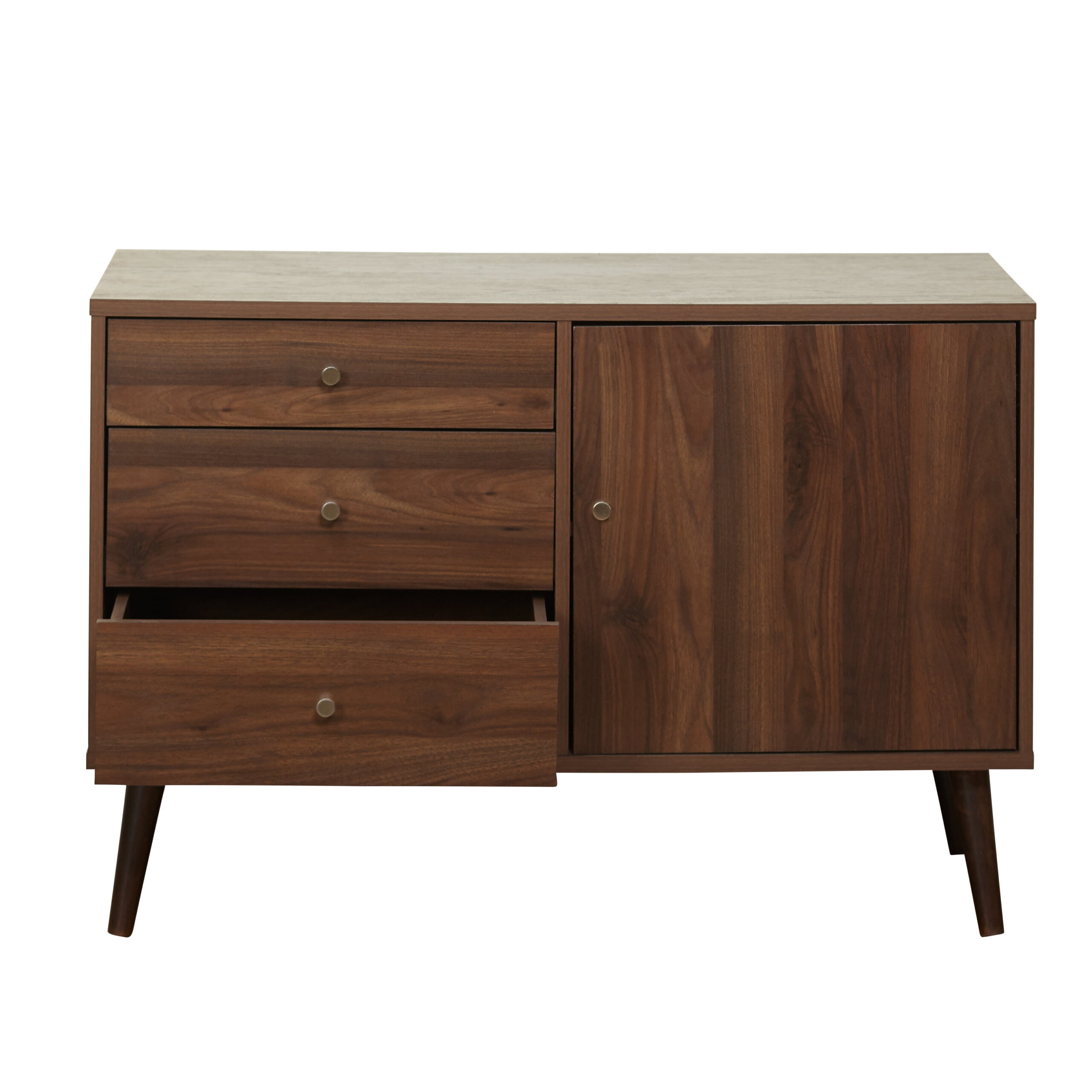 TMS Carroll 40 Wide Mid Century Modern Dining Room Sideboard Buffet. Walnut Finish
