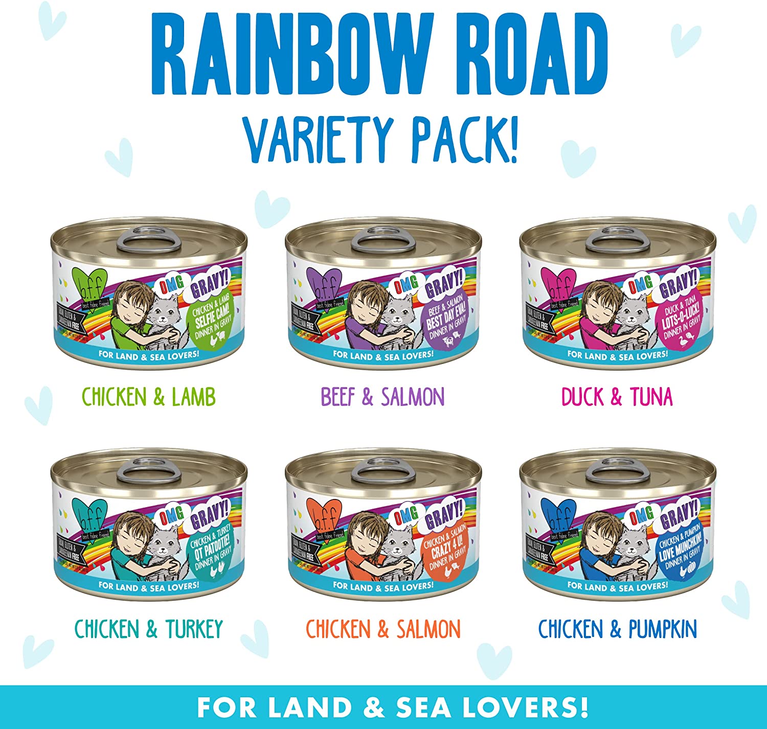 Weruva B.F.F. Omg - Best Feline Friend Oh My Gravy!. Variety Pack. Rainbow Road. Wet Cat Food By. 2.8Oz Cans (Pack Of 12)