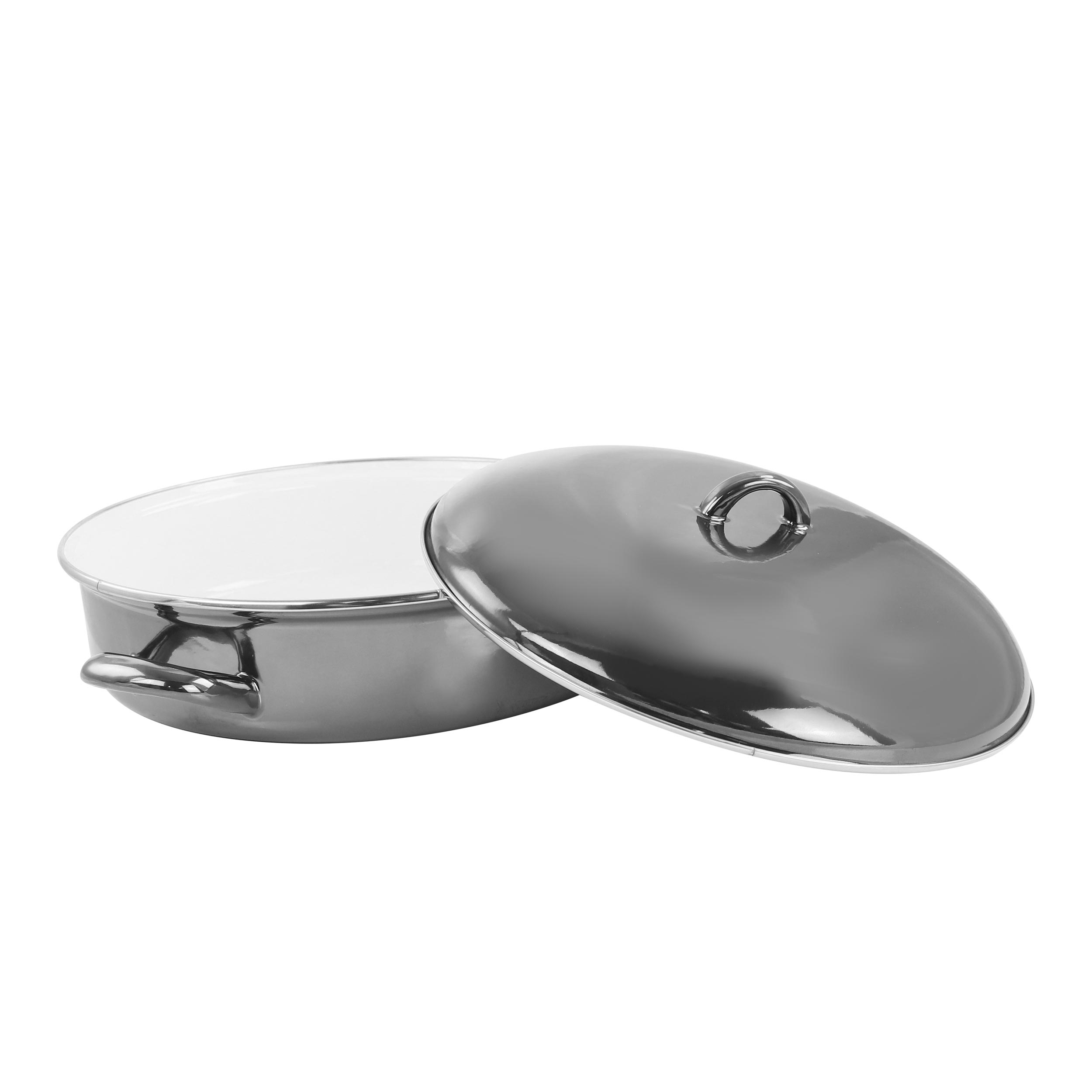 GBS 5 Quart Gray Enamel on Steel Braiser Pan with Lid