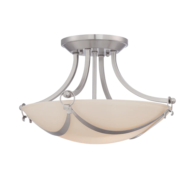 allen + roth  Winnsboro 2-Light 15.25-in Brushed Nickel Semi-flush Mount Light
