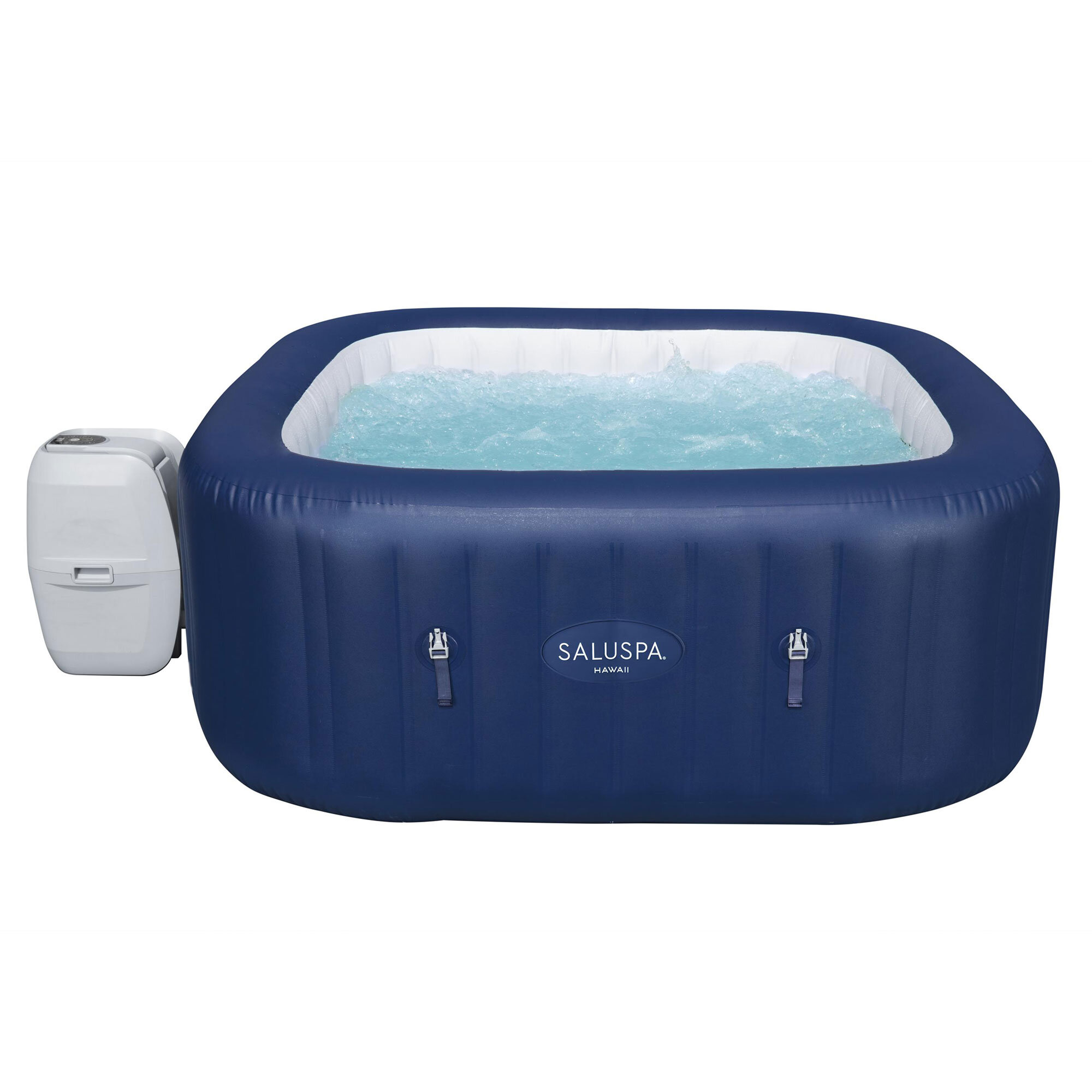 Bestway Hawaii SaluSpa 6 Person Inflatable Square Hot Tub with 114 AirJets. Blue