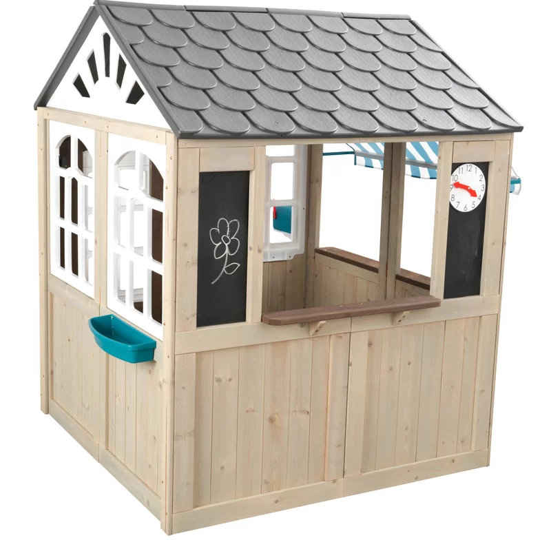 KidKraft Hillcrest Wooden Outdoor Playhouse with EZ Kraft Assembly™. Ringing Doorbell. Mailbox and Awning. Gift for Ages 3-10