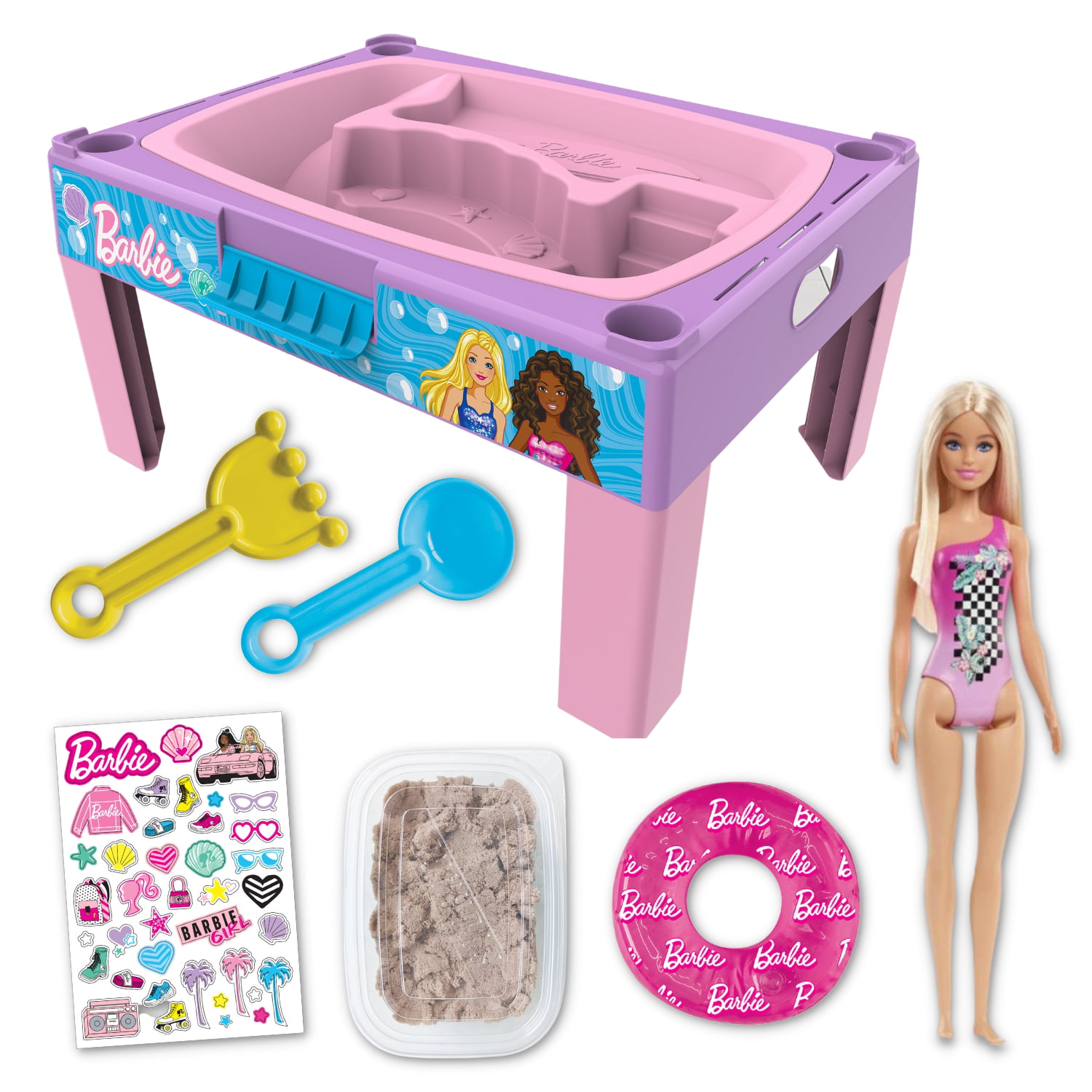 Barbie Beach and Waves Playset. Playset for Children. Glossy Pink. Ages 3+ (Caucasian Doll)