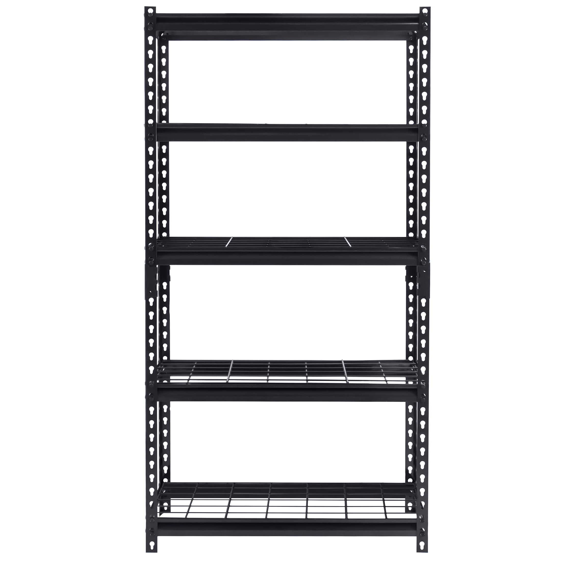Muscle Rack 30″W x 12″D x 60″H Steel Shelving with 5-Tiers of Wire Shelves; 500 lb. Capacity per Shelf; 2.500 lb. Total Capacity; Black